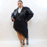 Abito satin e pizzo asimmetrico 7951