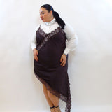 Abito satin e pizzo asimmetrico 7951