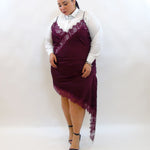 Abito satin e pizzo asimmetrico 7951