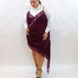 Abito satin e pizzo asimmetrico 7951