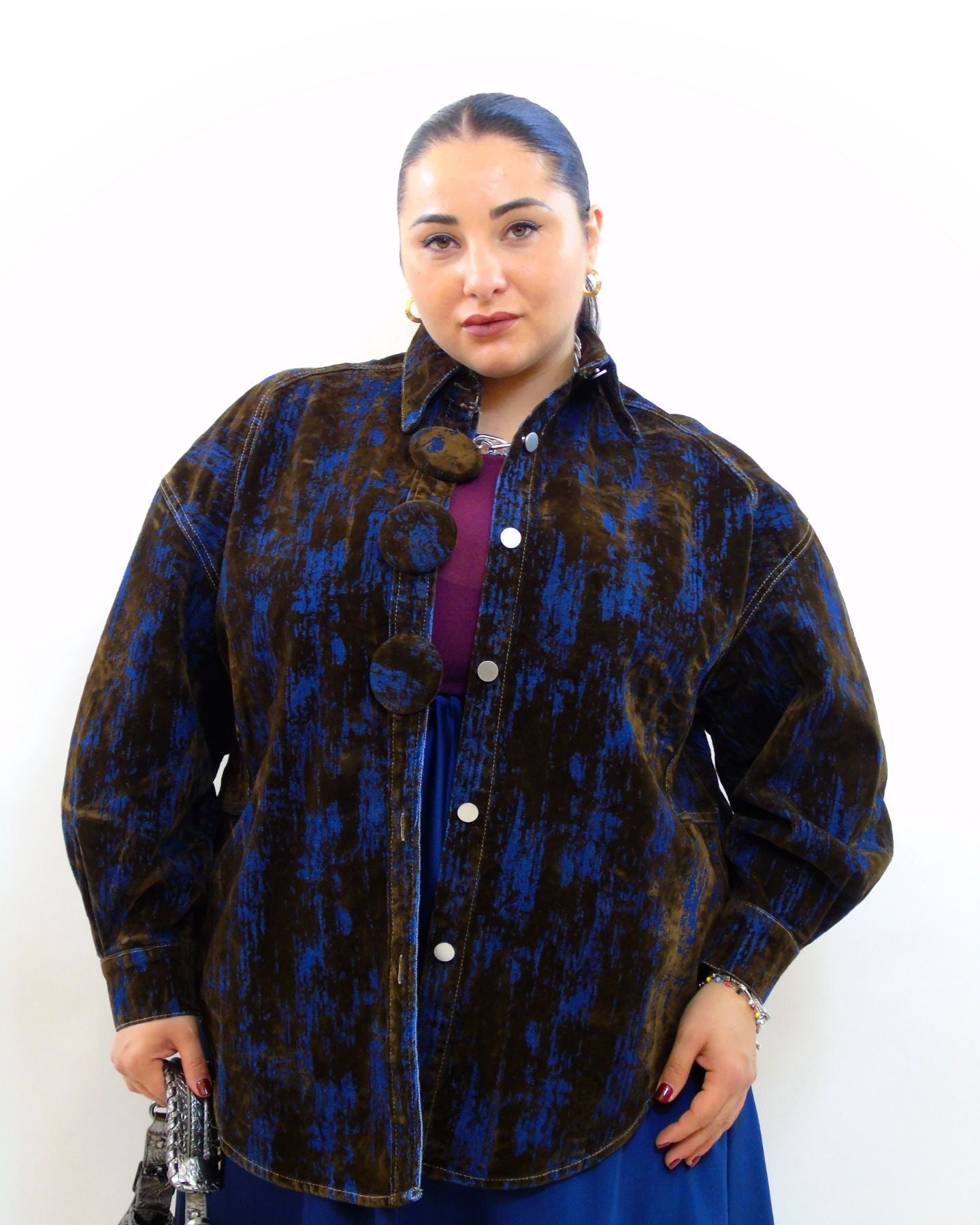 Camicione con bottoni in tessuto sfumato 25474