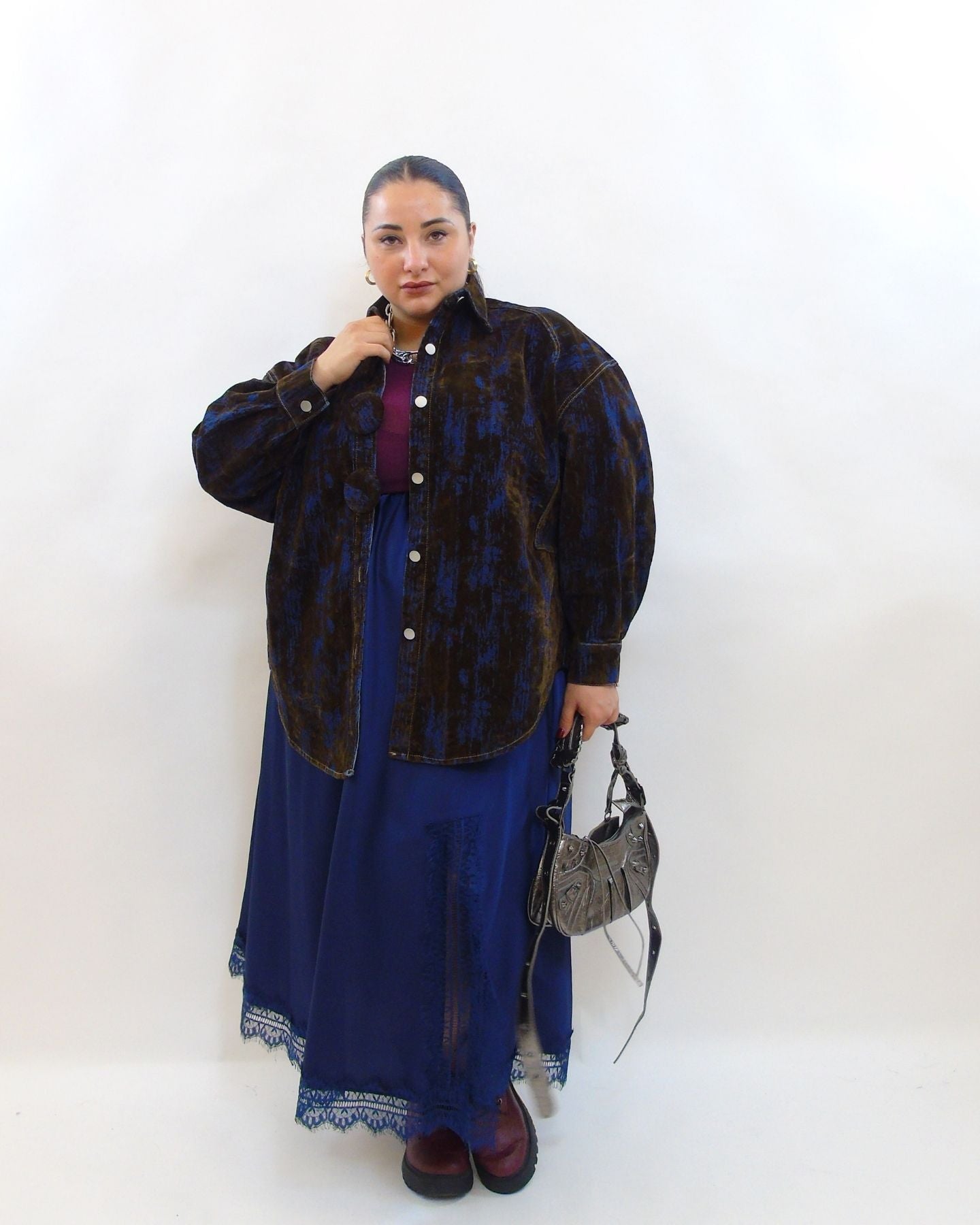 Camicione con bottoni in tessuto sfumato 25474