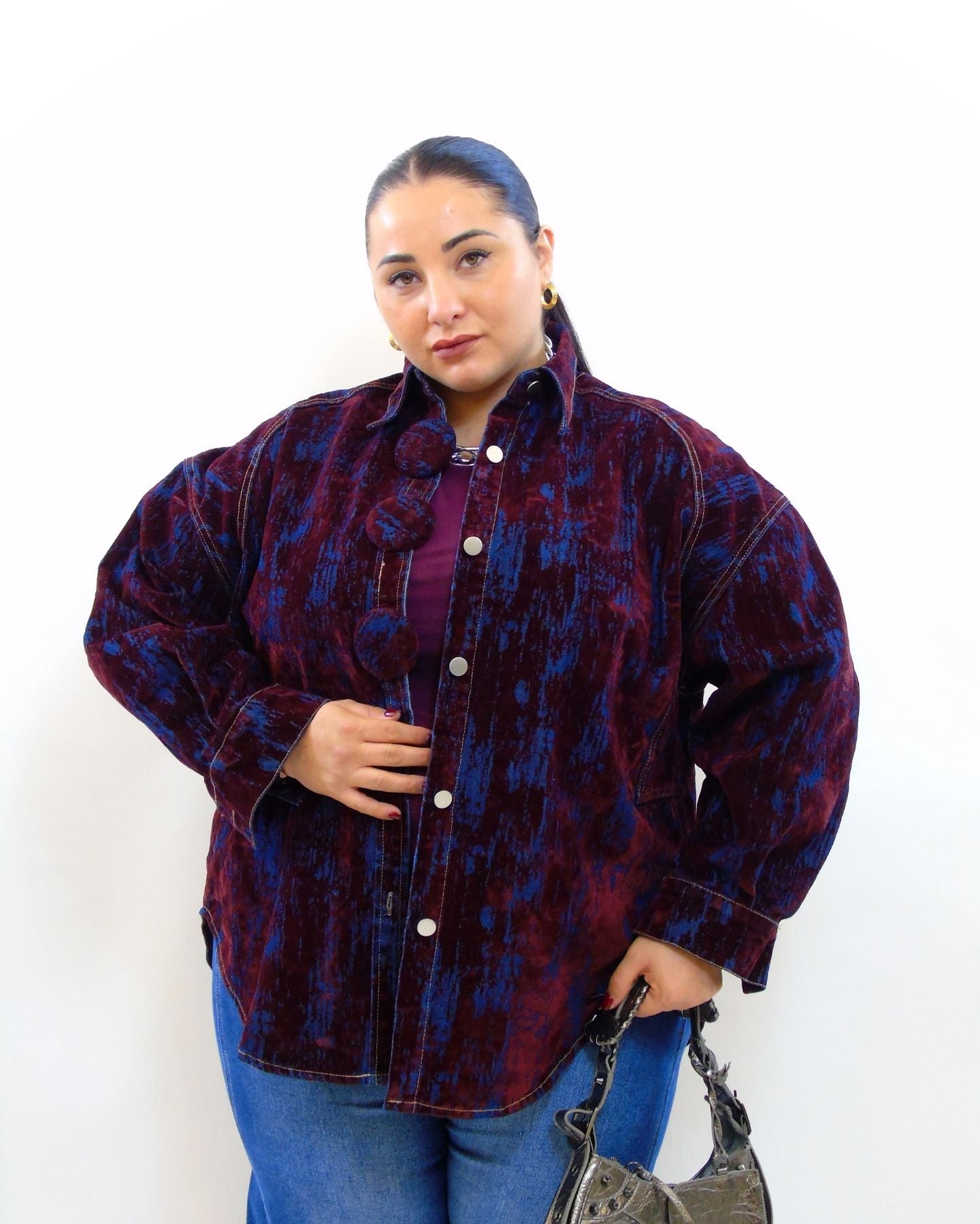 Camicione con bottoni in tessuto sfumato 25474