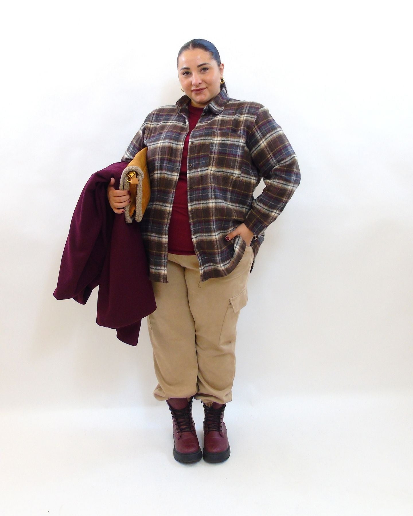 Pantalone cargo tessuto camoscio 5480