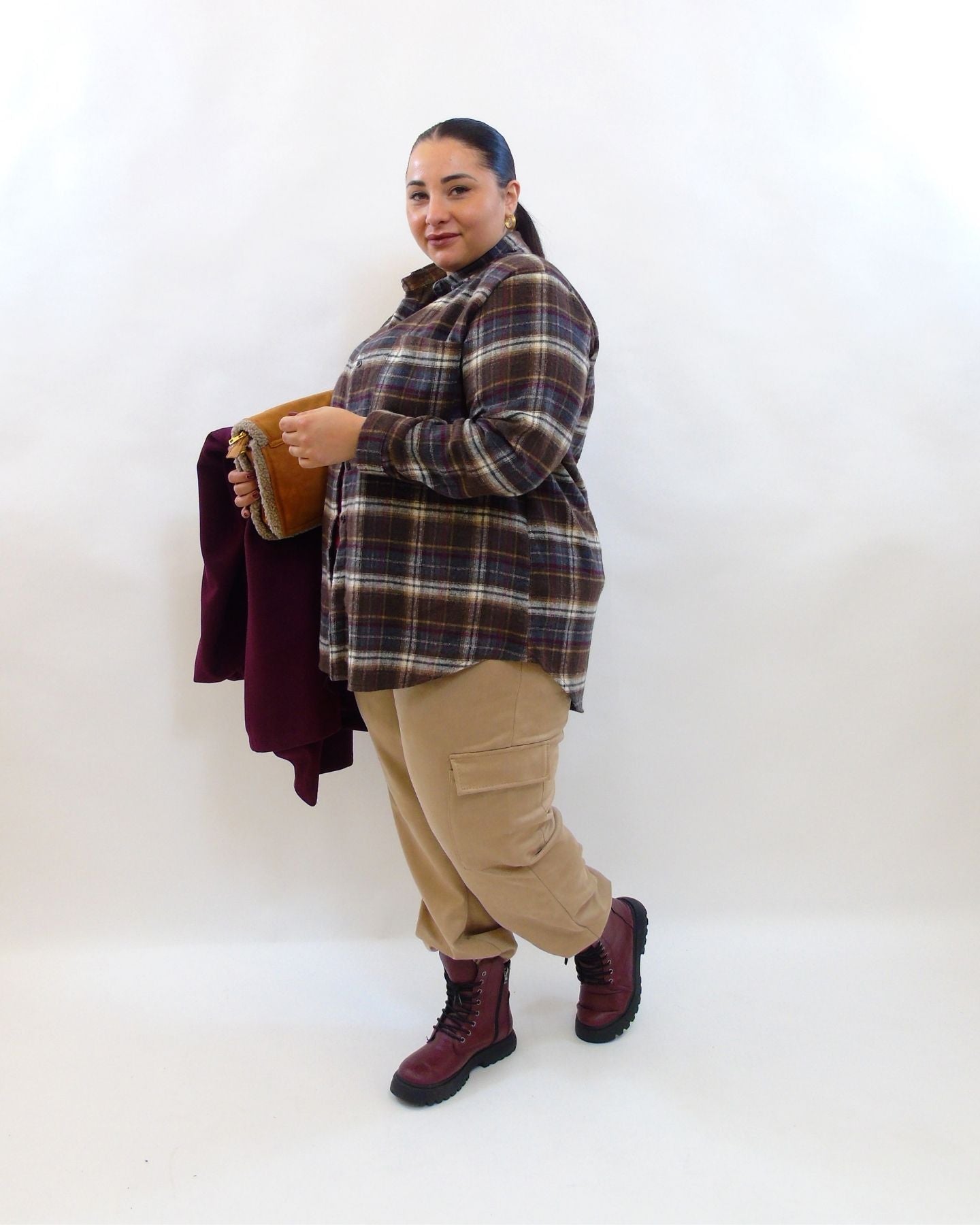 Pantalone cargo tessuto camoscio 5480