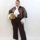 Giubbino in pelle taglio mantella 4572