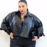 Giubbino in pelle taglio mantella 4572