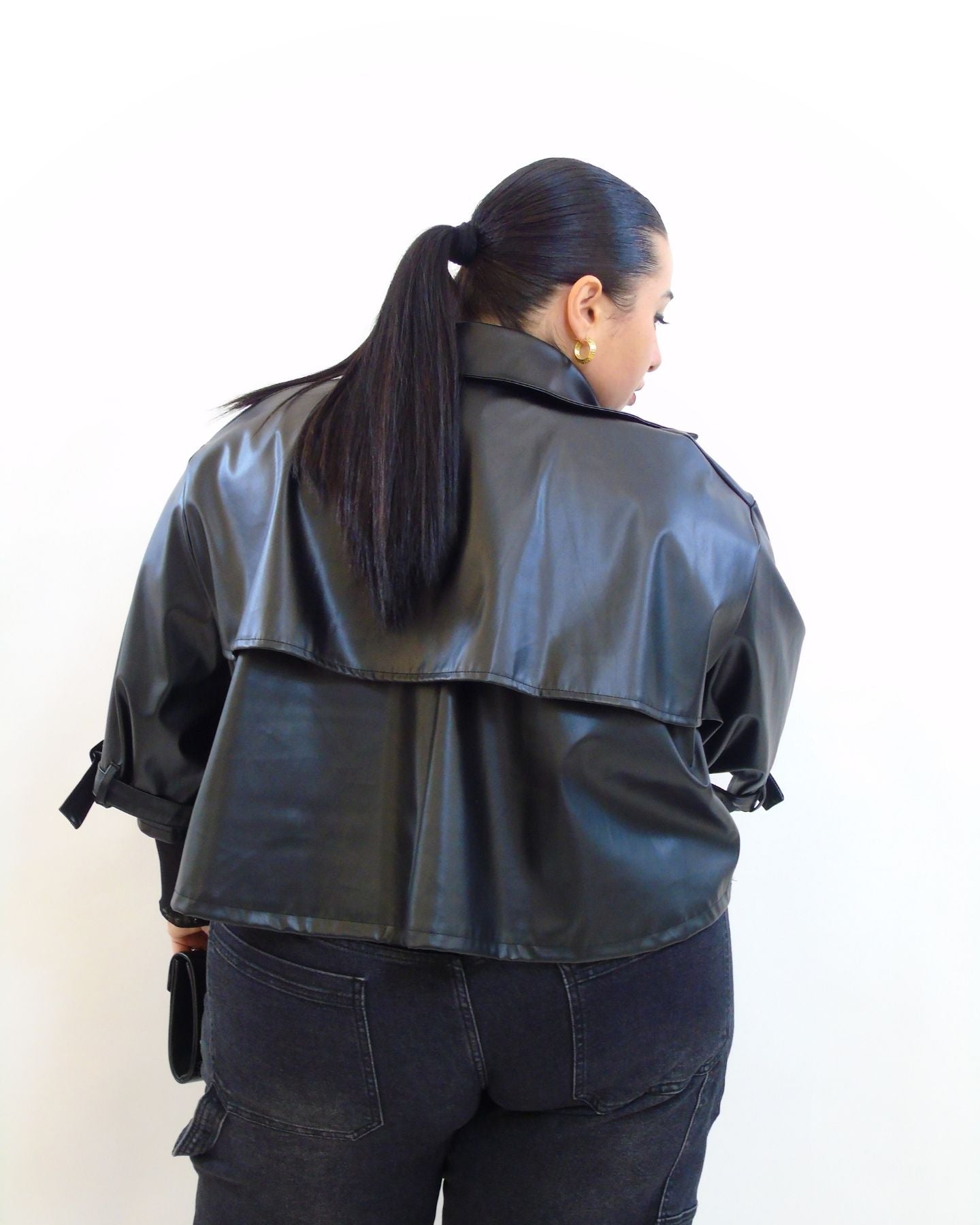 Giubbino in pelle taglio mantella 4572