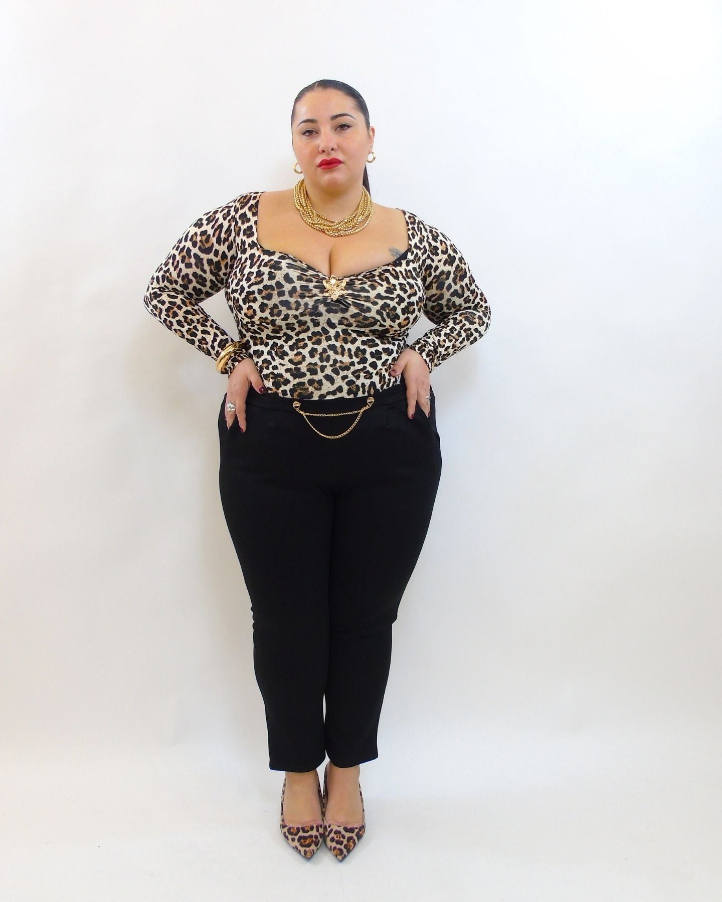 Pantalone sigaretta con spilla removibile 71054