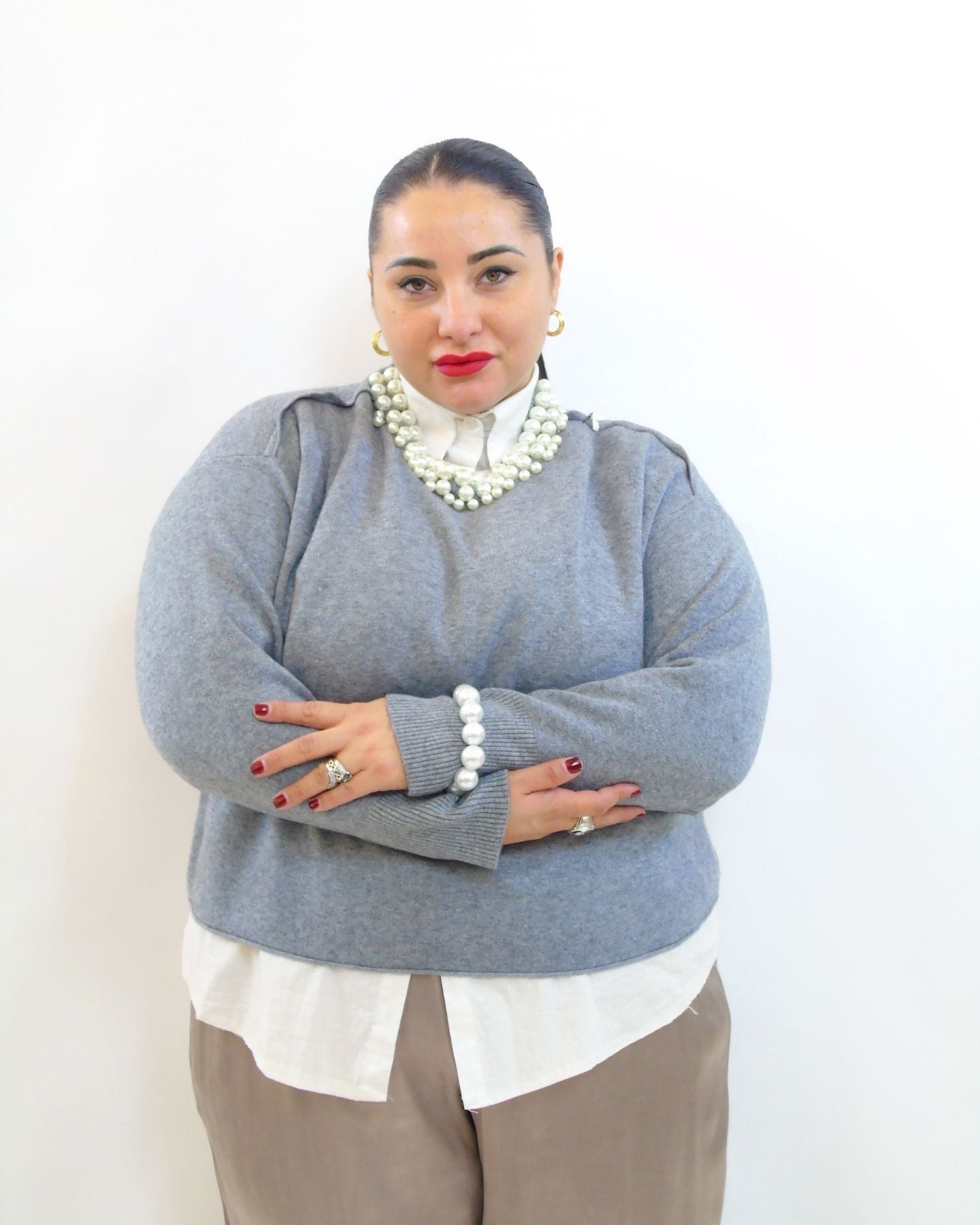 Pull con collo in perla 3033