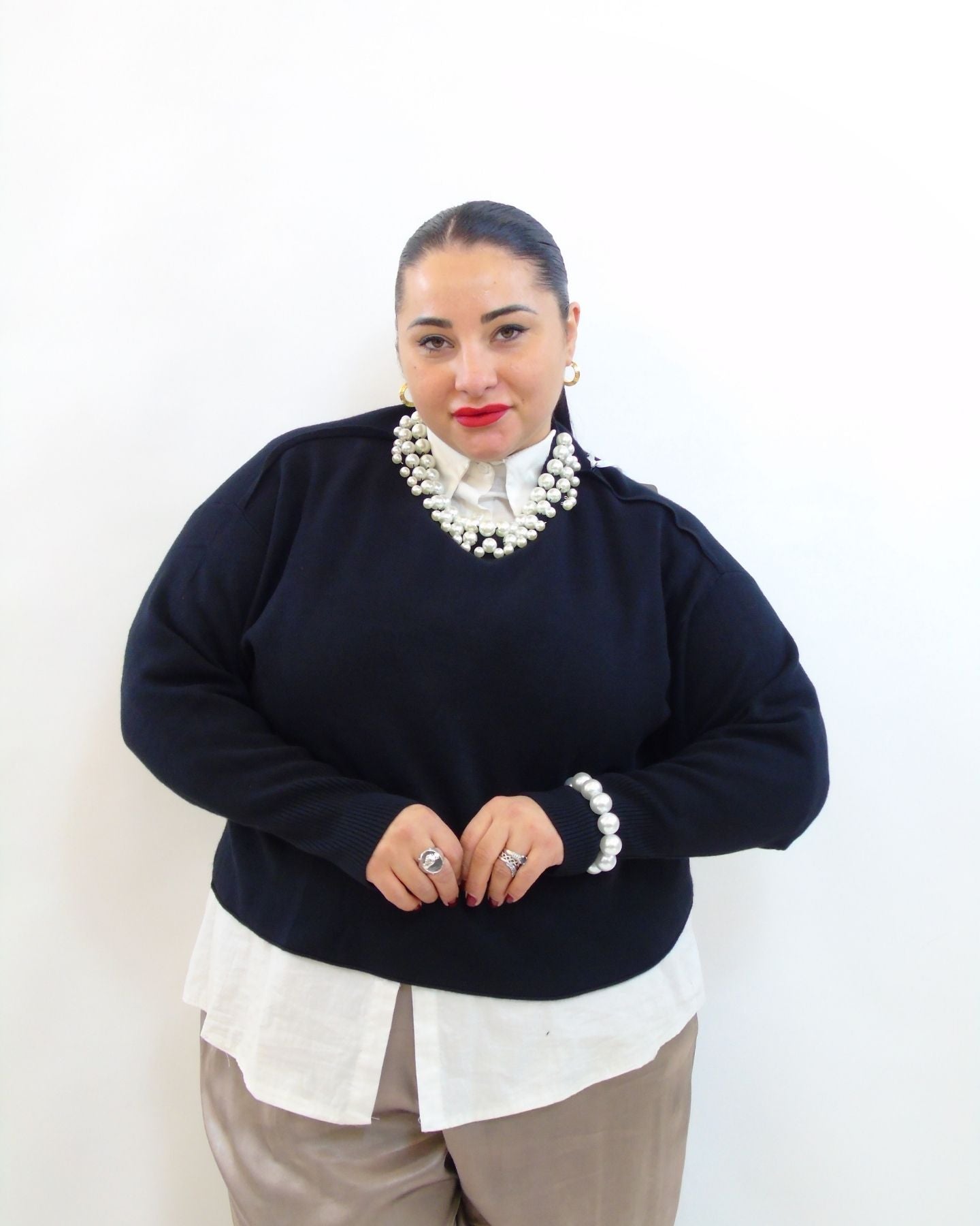 Pull con collo in perla 3033