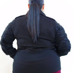 Giubbino taglio crop con rose in rilievo 25023