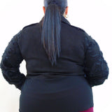 Giubbino taglio crop con rose in rilievo 25023