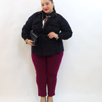 Giubbino taglio crop con rose in rilievo 25023