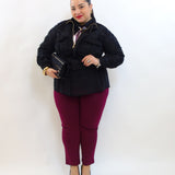 Giubbino taglio crop con rose in rilievo 25023