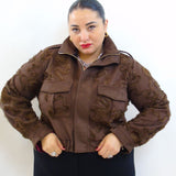 Giubbino taglio crop con rose in rilievo 25023