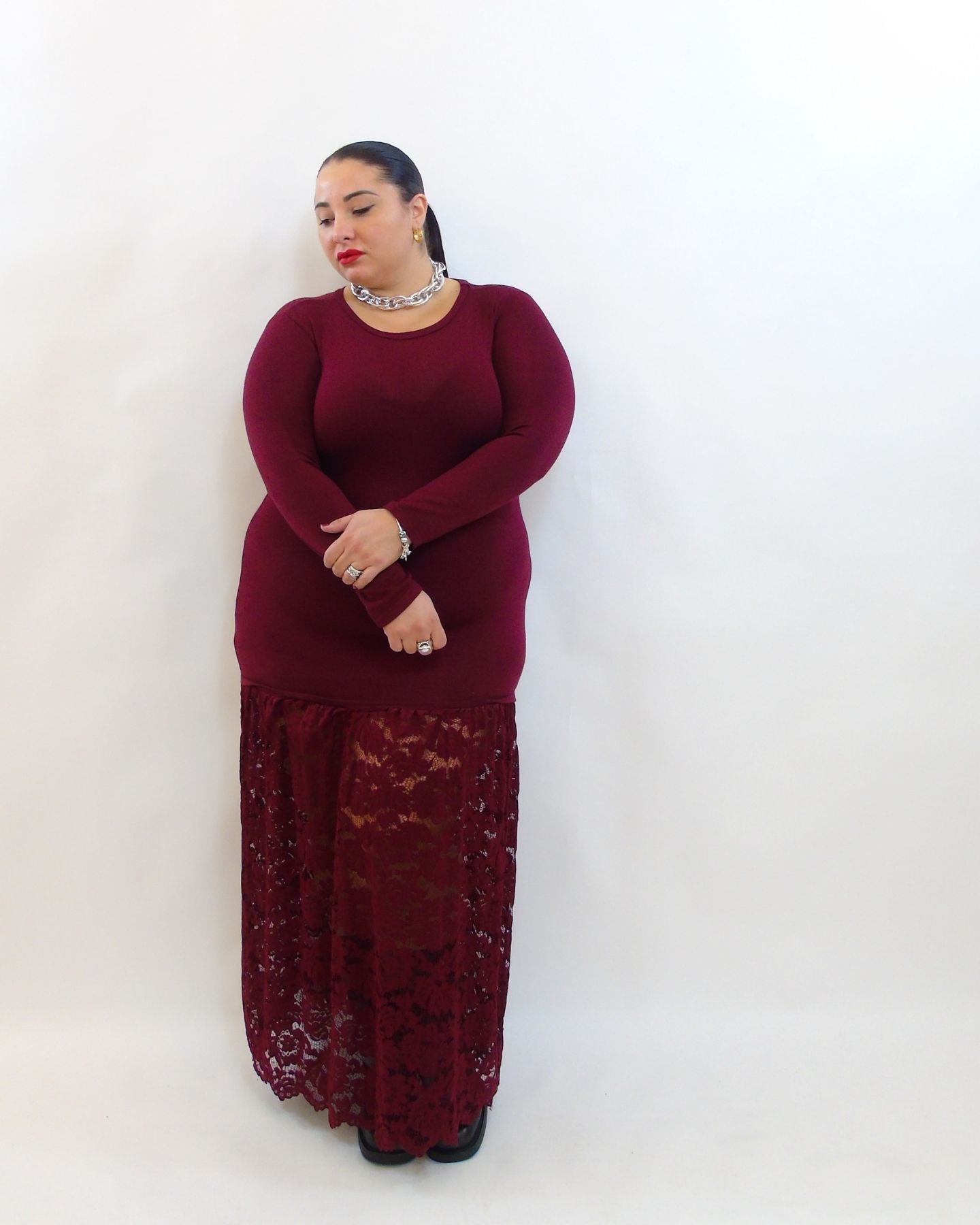 Abito con pizzo sul fondo 5967