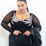 Body con foglie in organza 5501