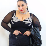 Body con foglie in organza 5501