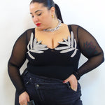 Body con foglie in organza 5501