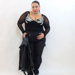 Body con foglie in organza 5501