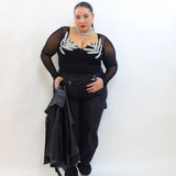 Body con foglie in organza 5501