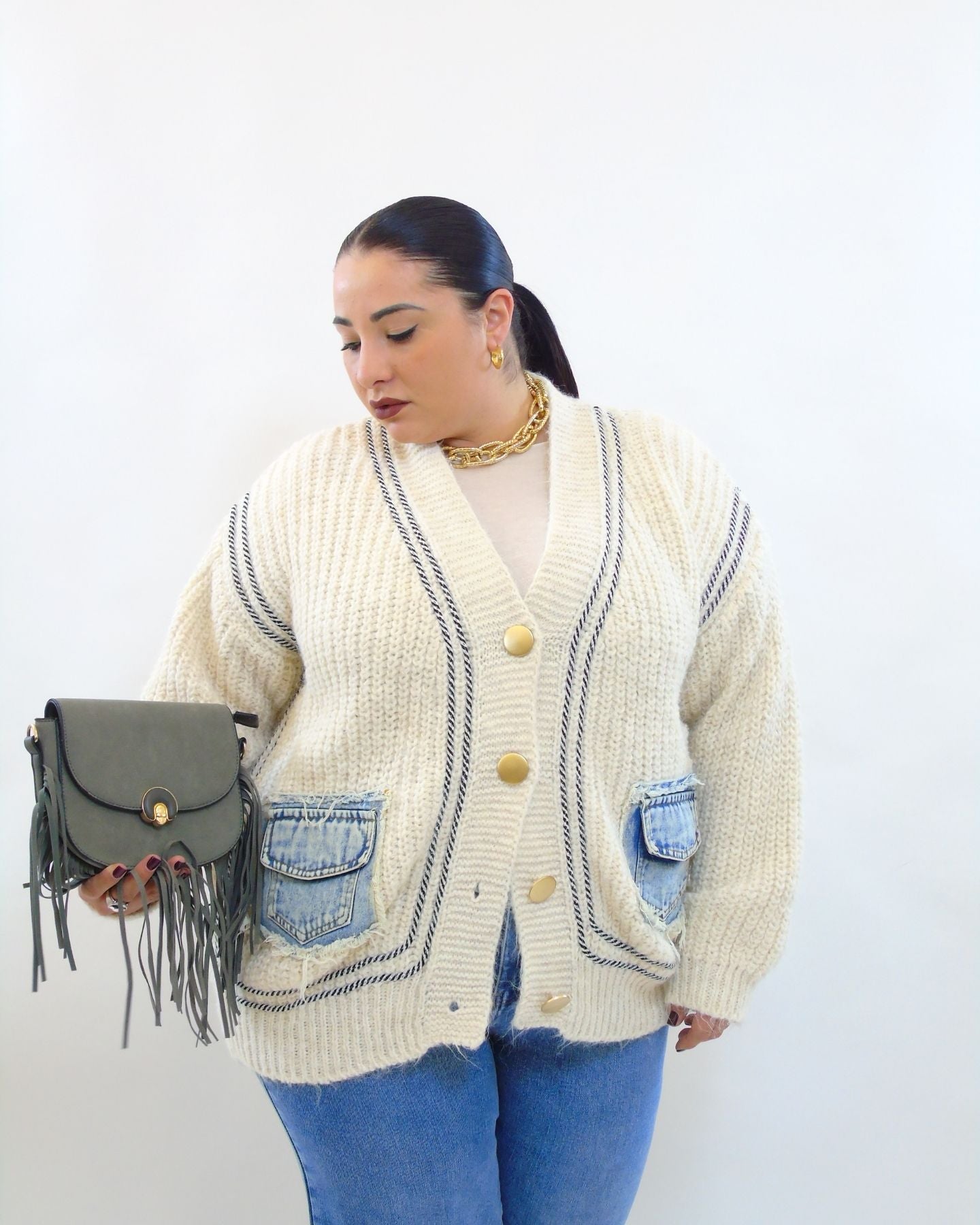 Cardigan con bottoni oro 2601