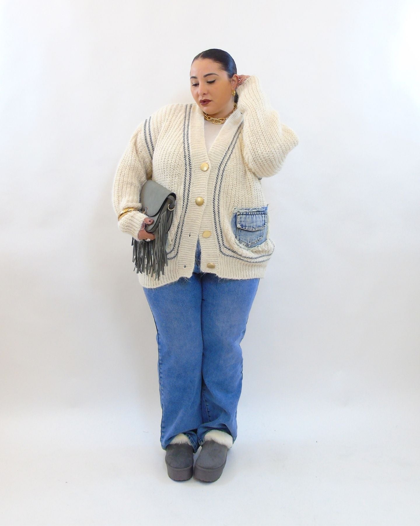 Cardigan con bottoni oro 2601