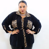 Camicia effetto raso animalier 8002