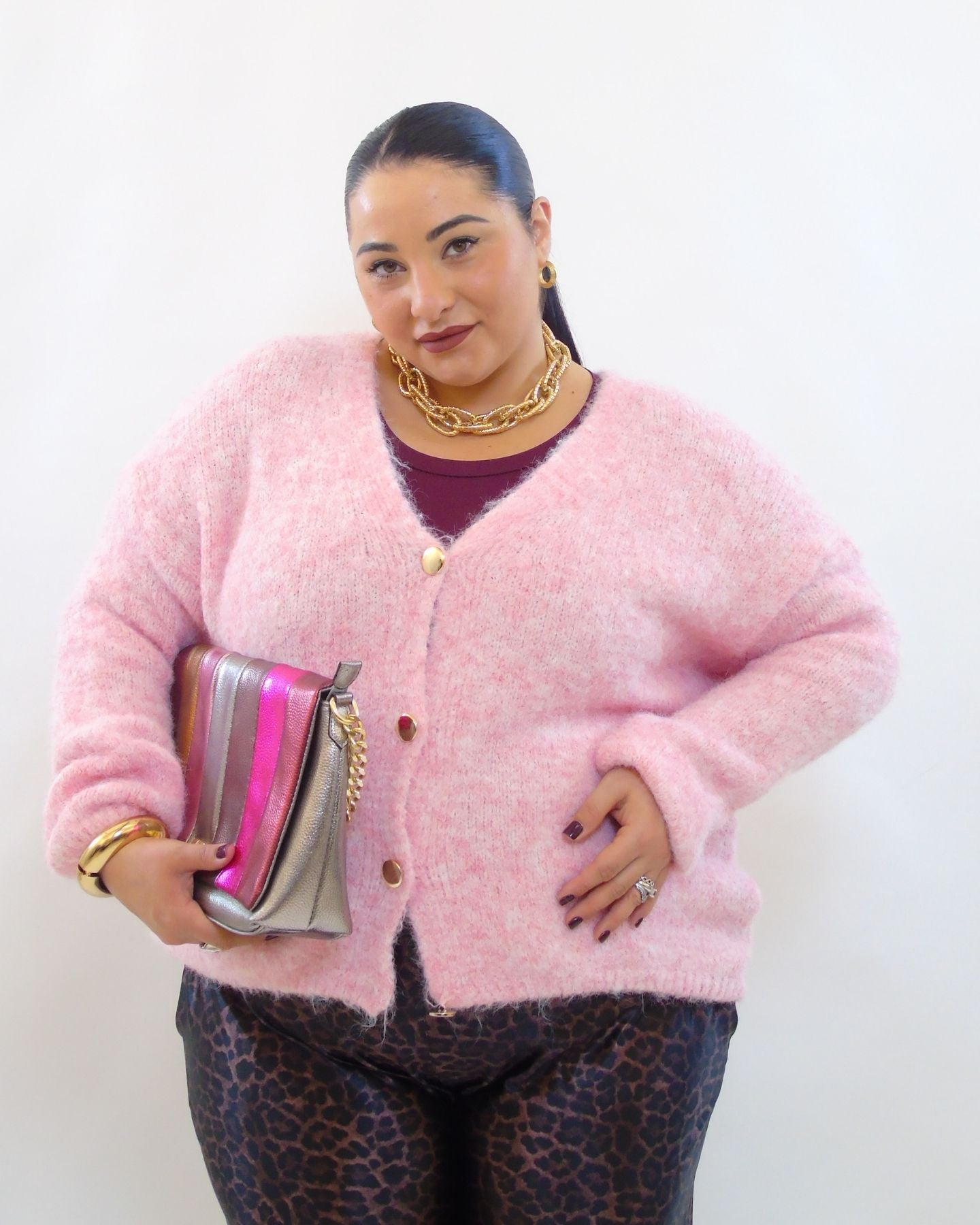 Cardigan con bottoni oro 8162