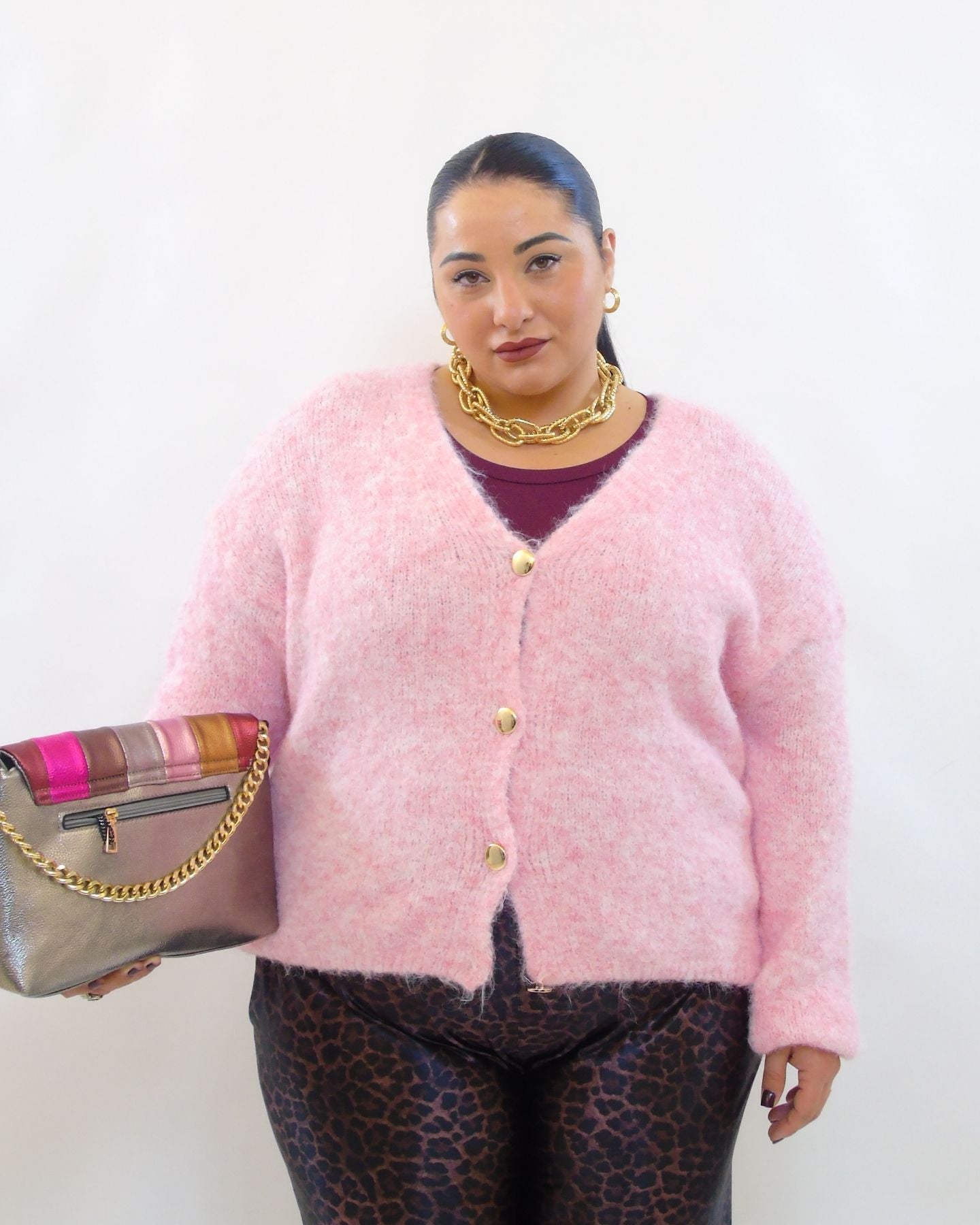 Cardigan con bottoni oro 8162