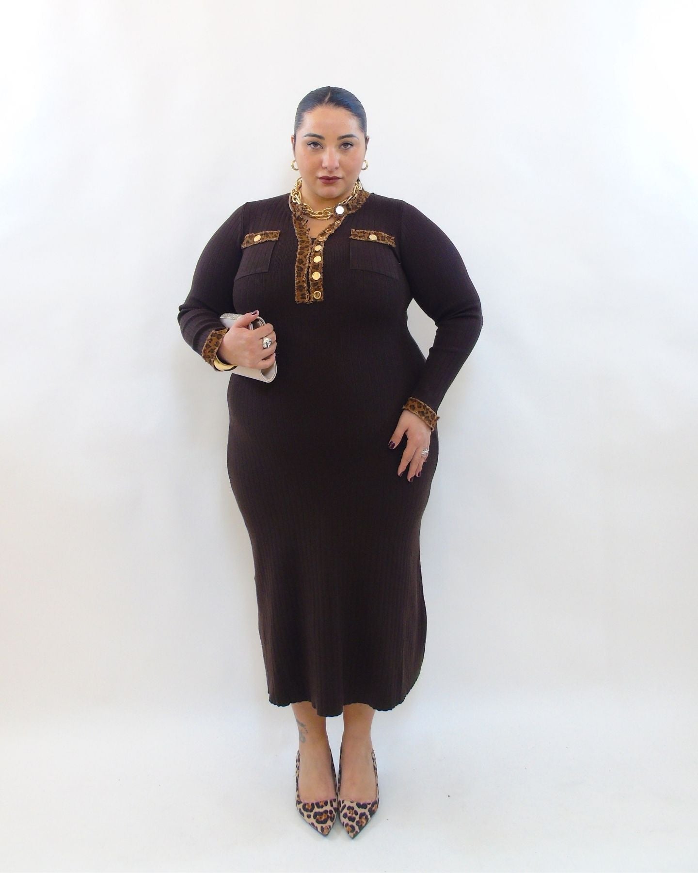 abito trama animalier a costine 18602