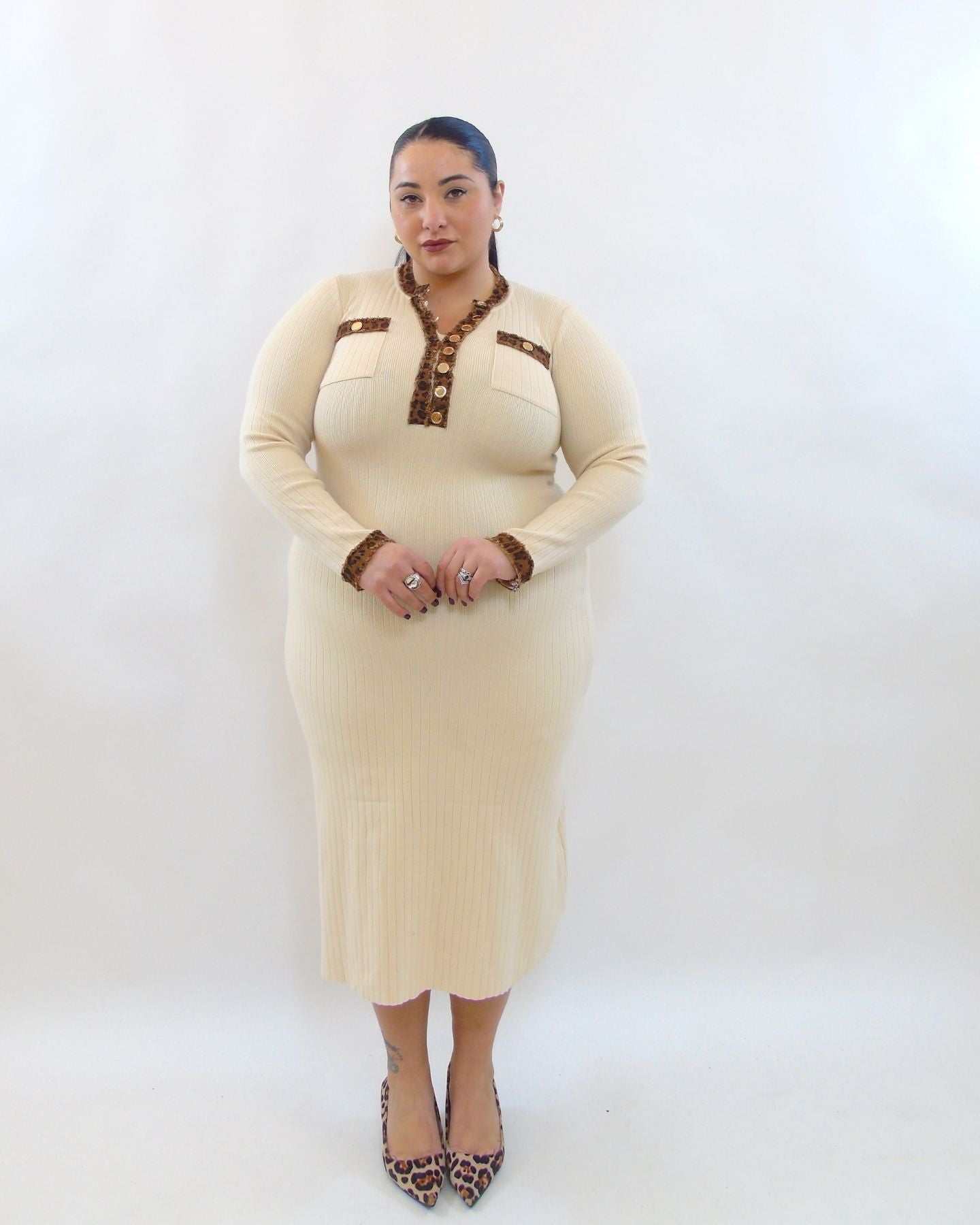 abito trama animalier a costine 18602