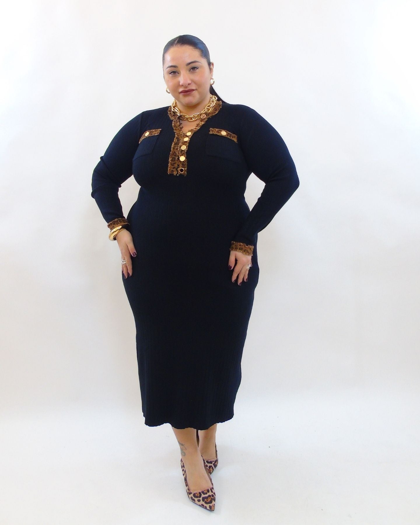 abito trama animalier a costine 18602