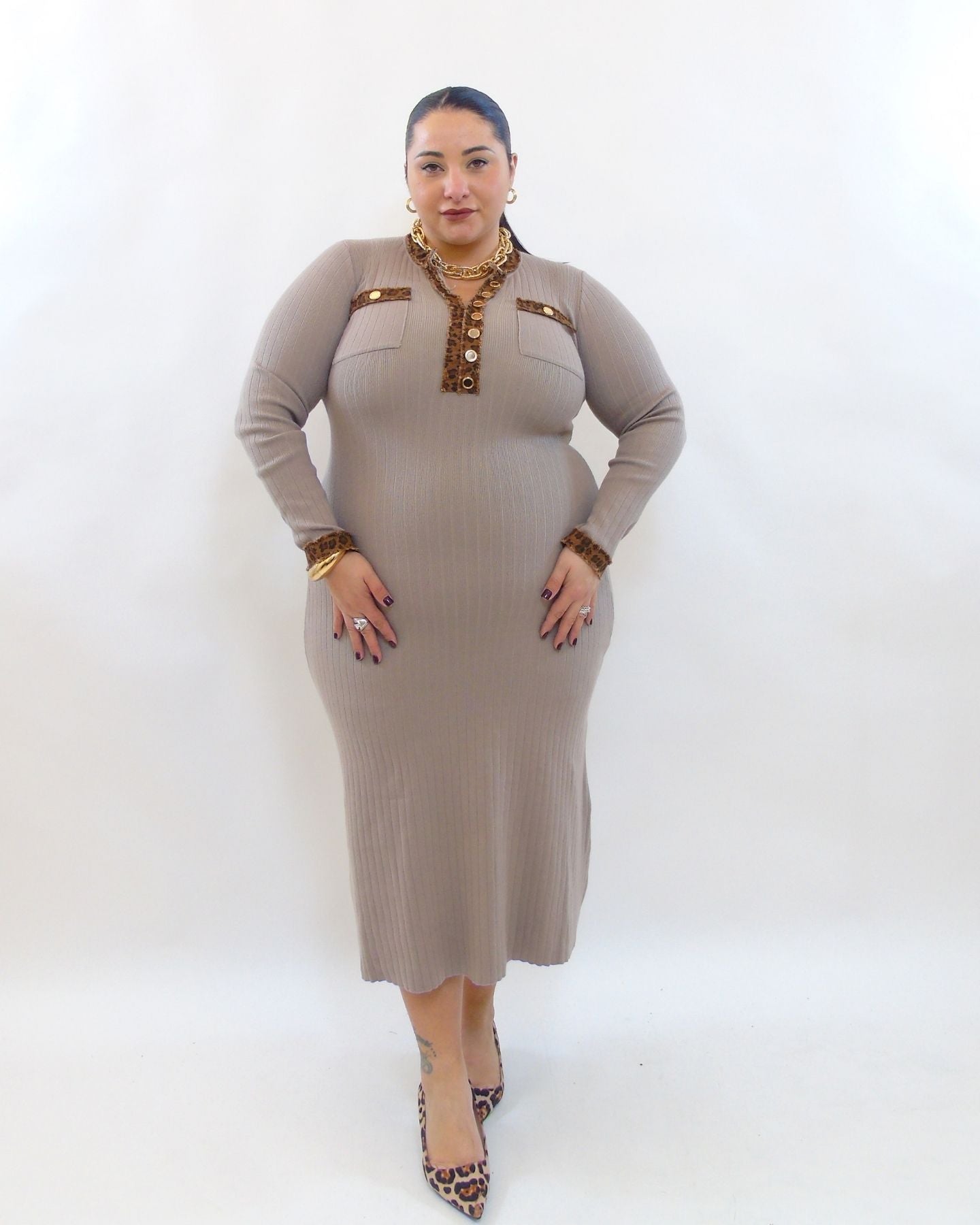 abito trama animalier a costine 18602