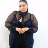 Camicia con brillantini trasp 37970