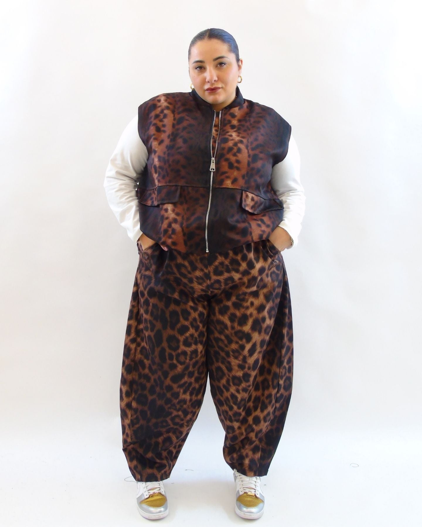 Pantalone in tessuto animalier 3596