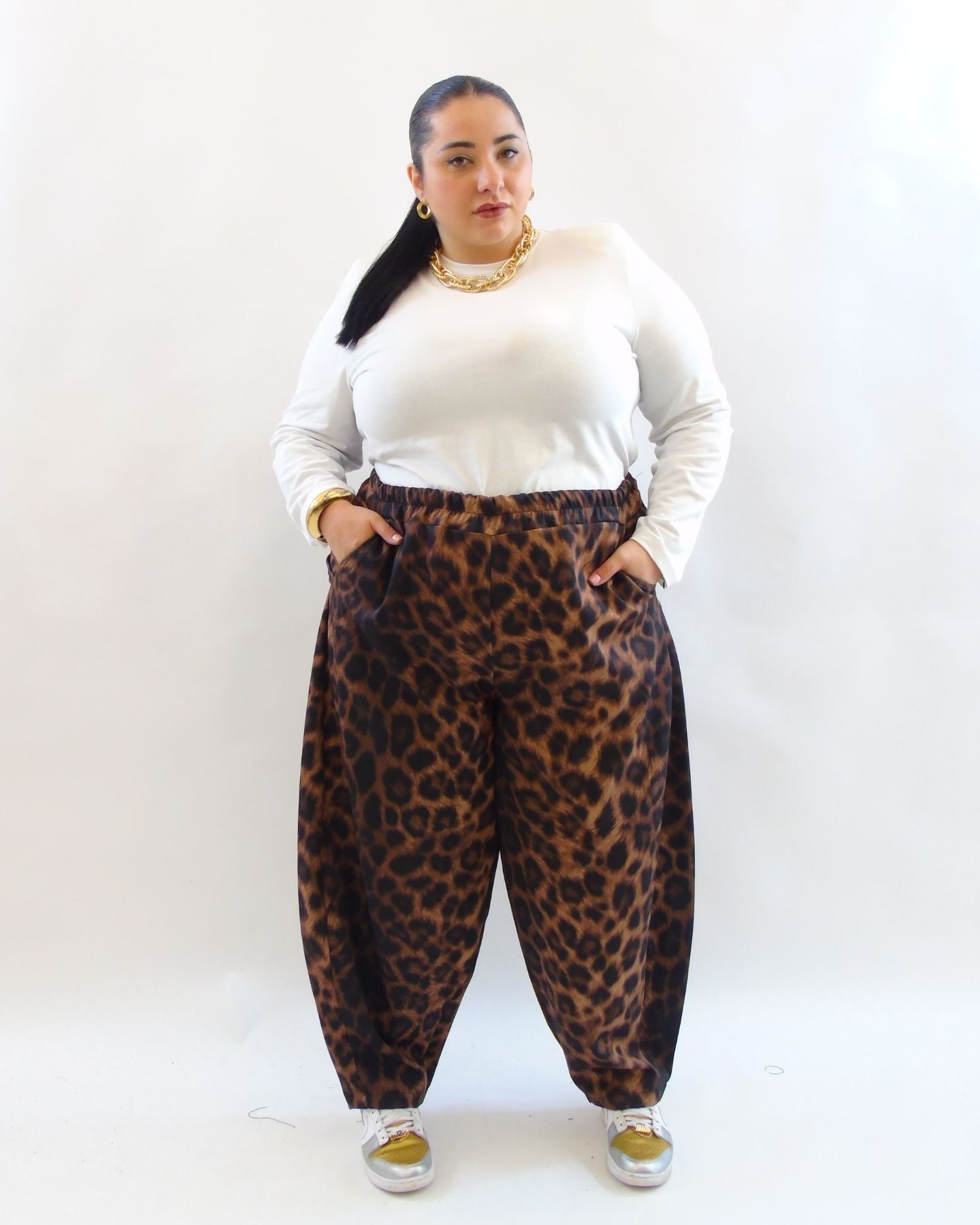 Pantalone in tessuto animalier 3596