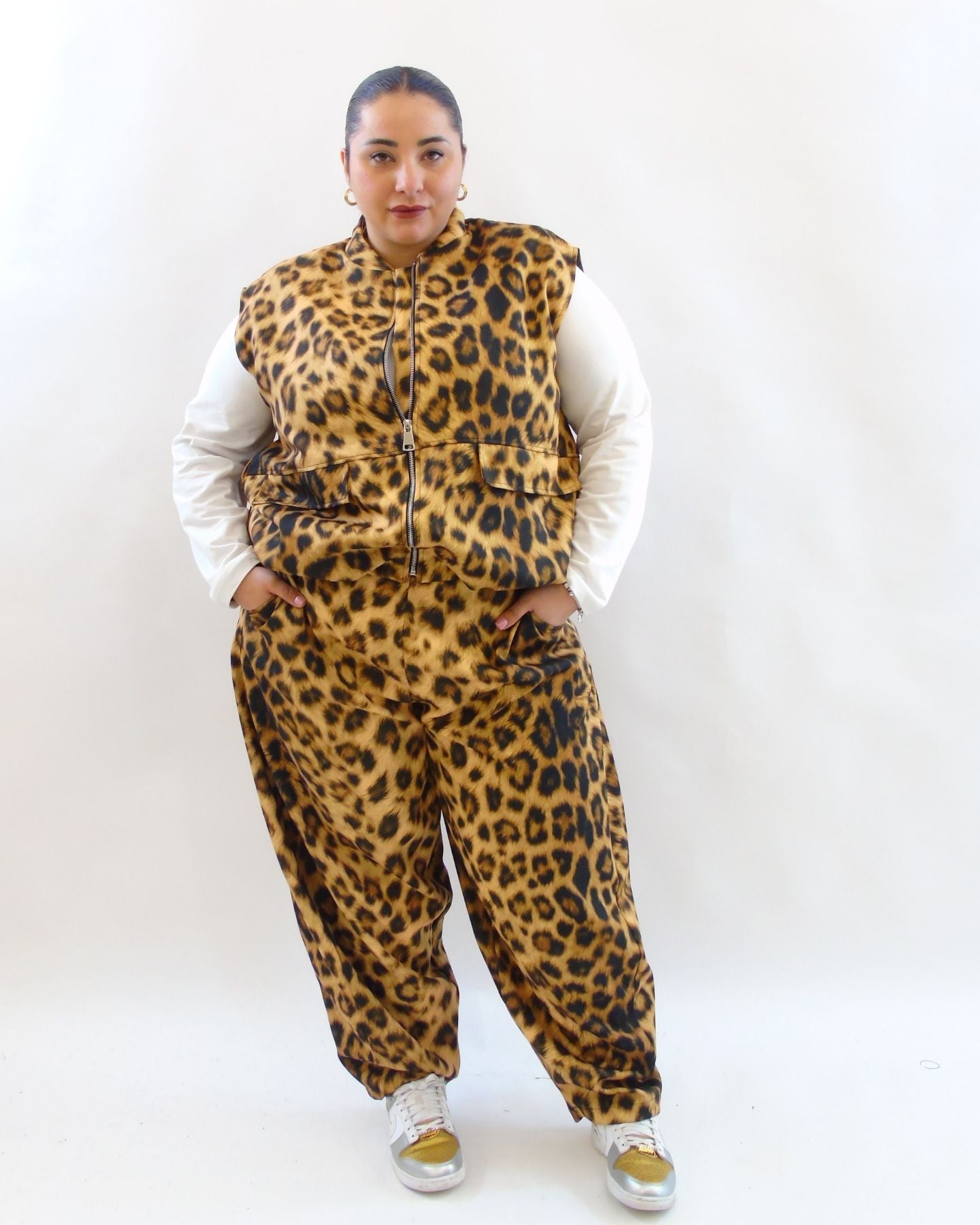 Pantalone in tessuto animalier 1322