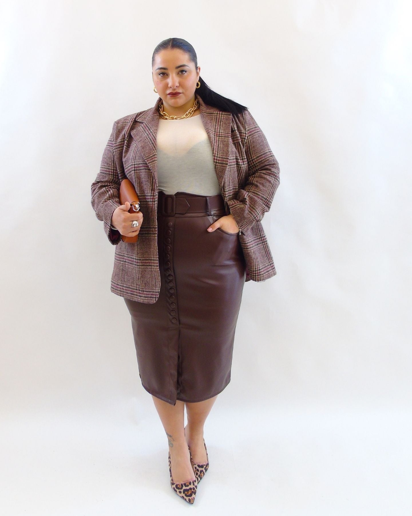 Gonna con bottoni e cintura 235048