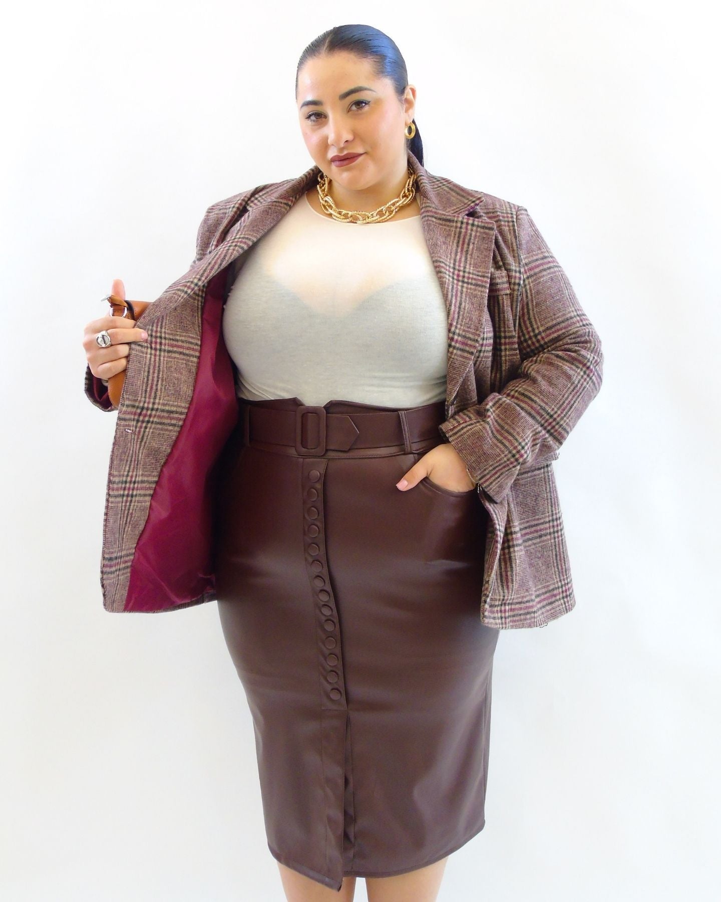 Gonna con bottoni e cintura 235048