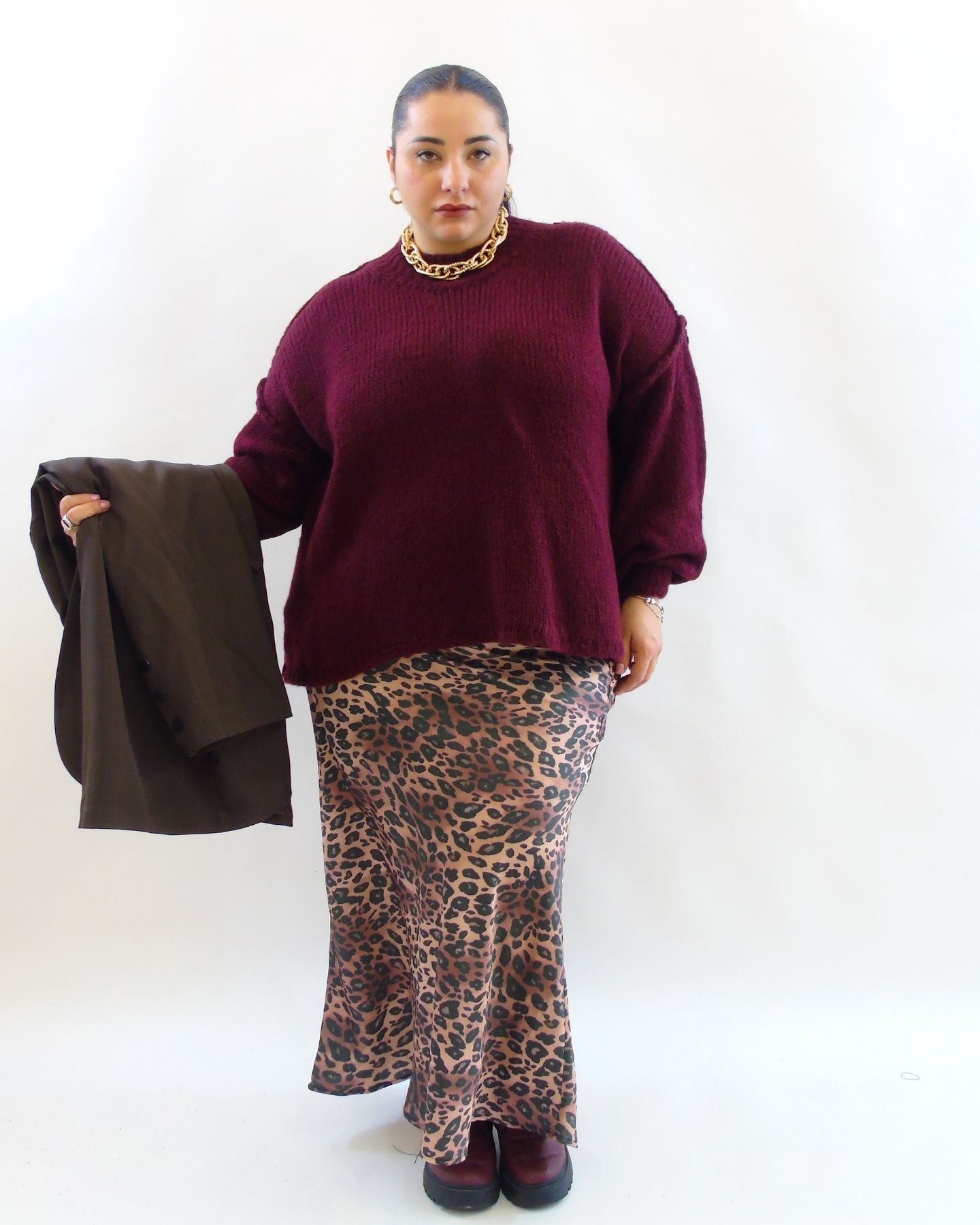 Gonna satin animalier 245031