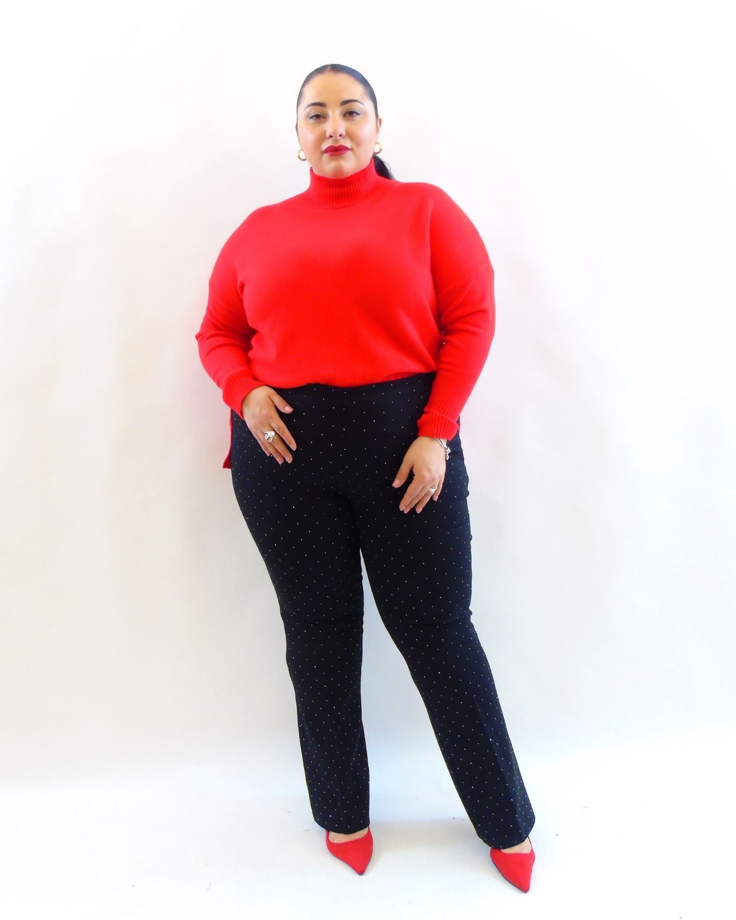 Pantalone a zampa con brillantini ax99