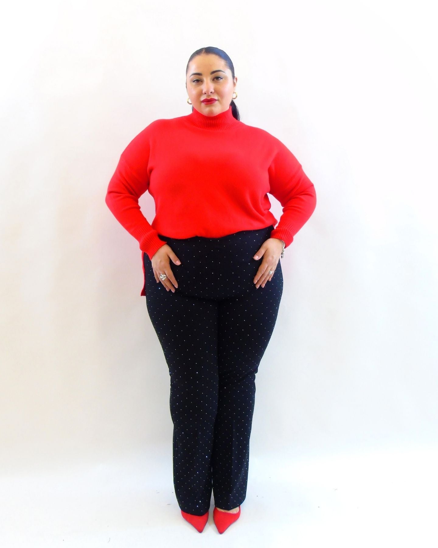 Pantalone a zampa con brillantini ax99