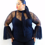 Maglia in pizzo con maniche ampie 251187