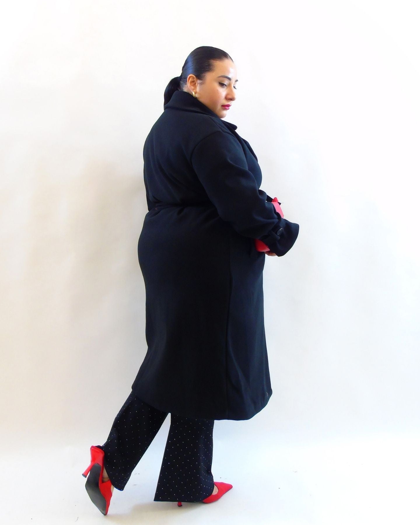 Cappotto con fusciacca e bottoni al polso 12227