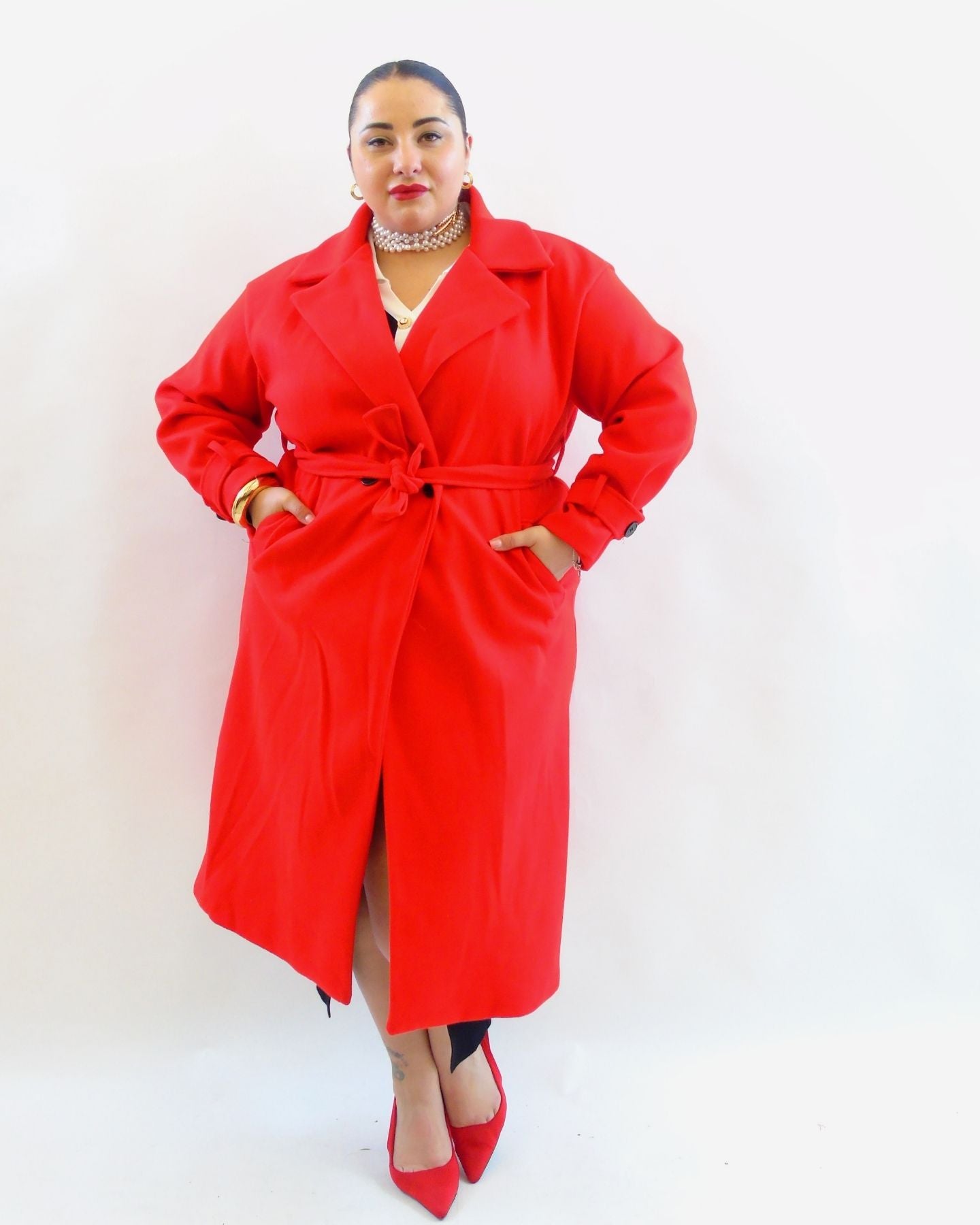 Cappotto con fusciacca e bottoni al polso 12227