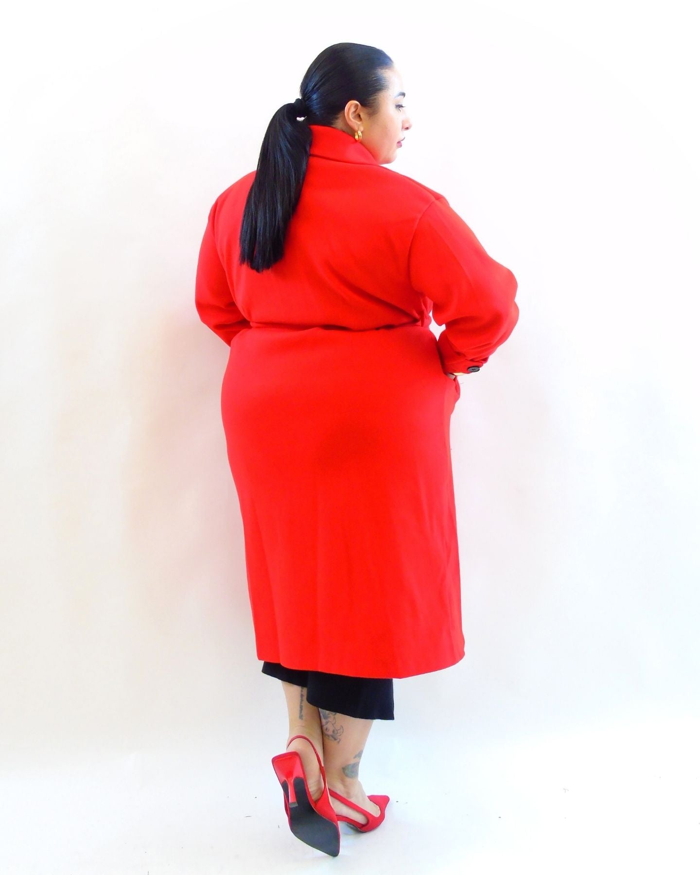 Cappotto con fusciacca e bottoni al polso 12227