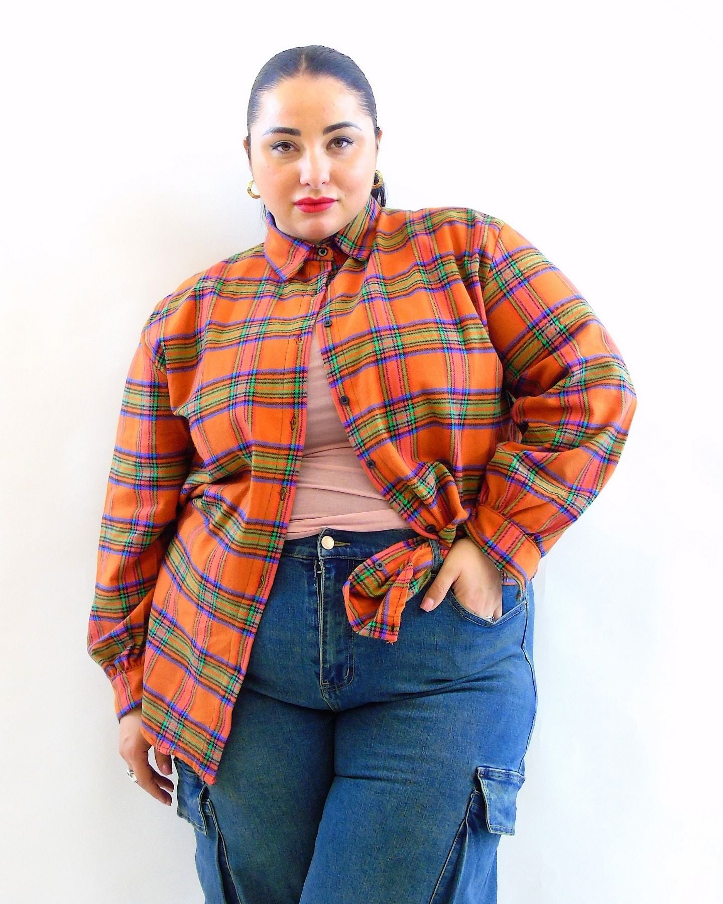 Camicia quadri arancione 930685