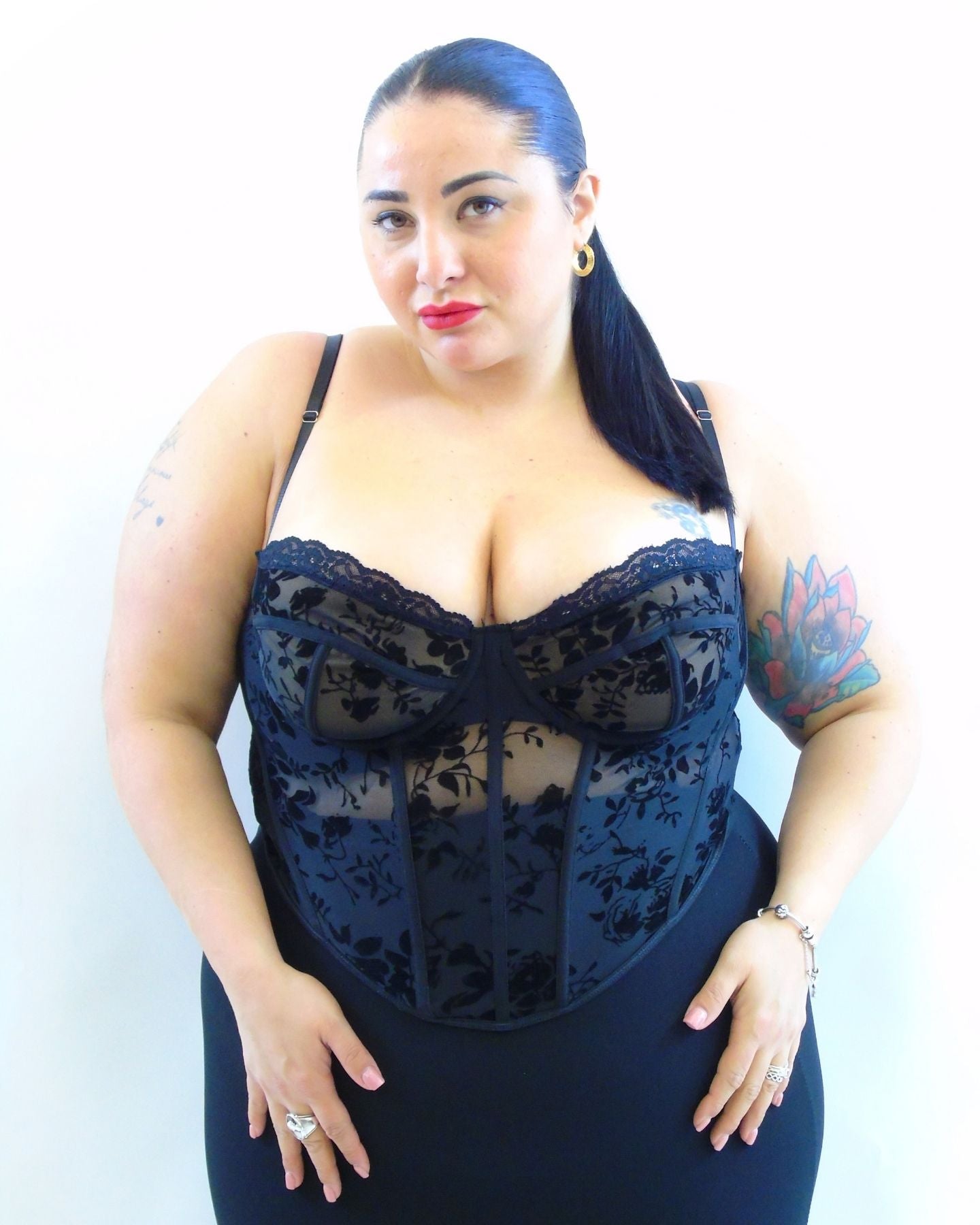 Corsetto con trasparenze flloreali 22599